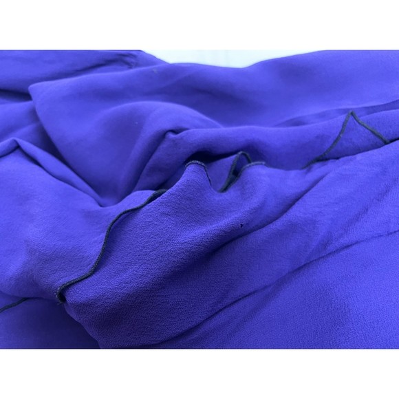 Armani Exchange Retro 100% Silk Purple Ruffle Button Down Dress Size 2 Formal - Picture 10 of 11